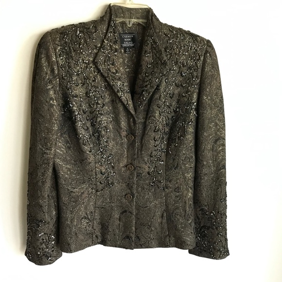 Carmen Marc Valvo Collection Brown Evening Suit
